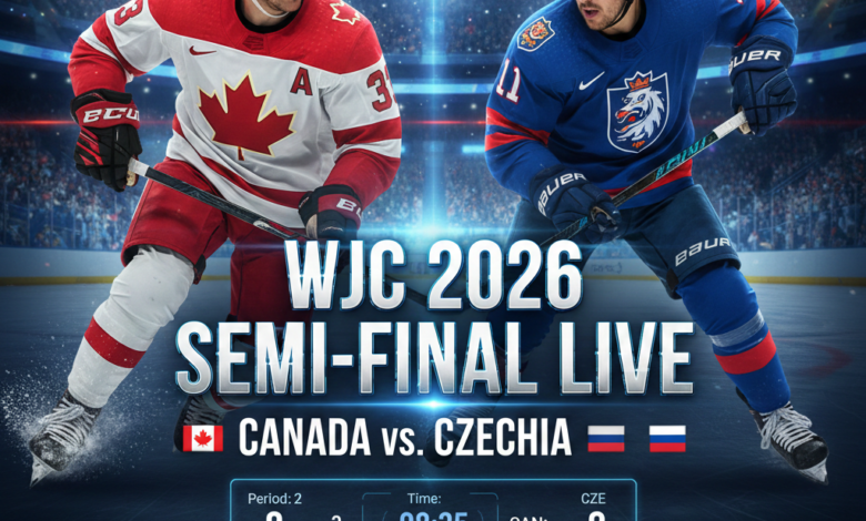WJC 2026 semi-final live, Canada vs Czechia score, World Junior Championship 2026 streaming, Team Canada hockey live, Czechia vs Canada WJC, IIHF World Juniors live updates